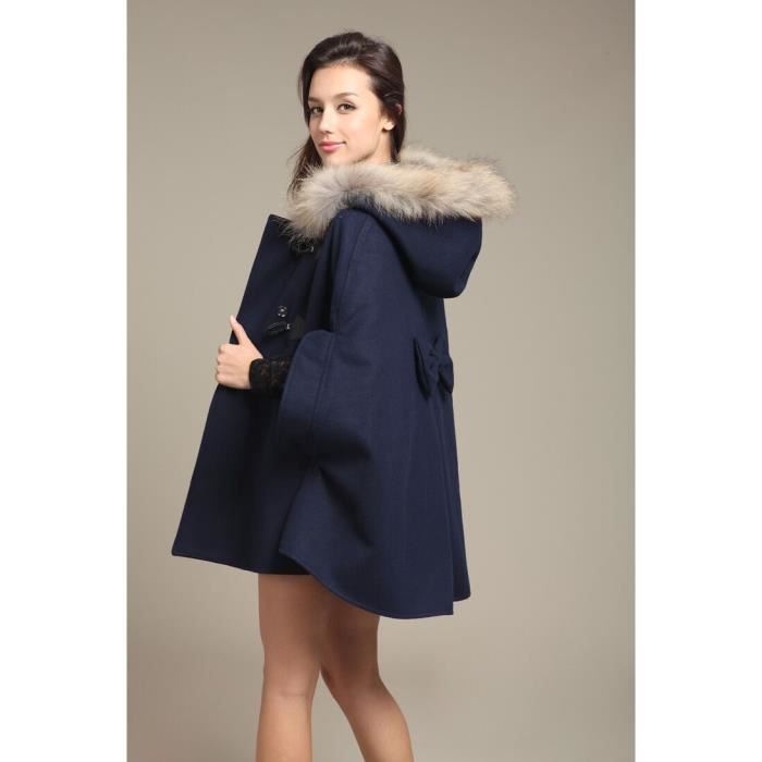 En Pas Bleu Marine Gros Cher Parka Femme Fourrure Vente xTrqOBwET