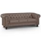 CANAPE - SOFA - BANQUETTE Canapé Chesterfield 3places Croute de Cuir Taupe