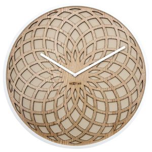 NEXTIME Horloge murale - Sun Small- Bois - Beige ? 35 cm