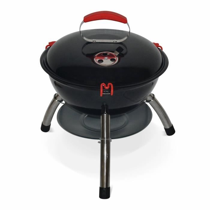 Mini barbecue charbon de bois Marcel Ø35cm noir, fumoir boule