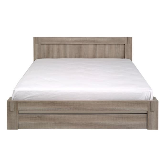 cadre de lit a tiroir tete de lit 160 200 chene