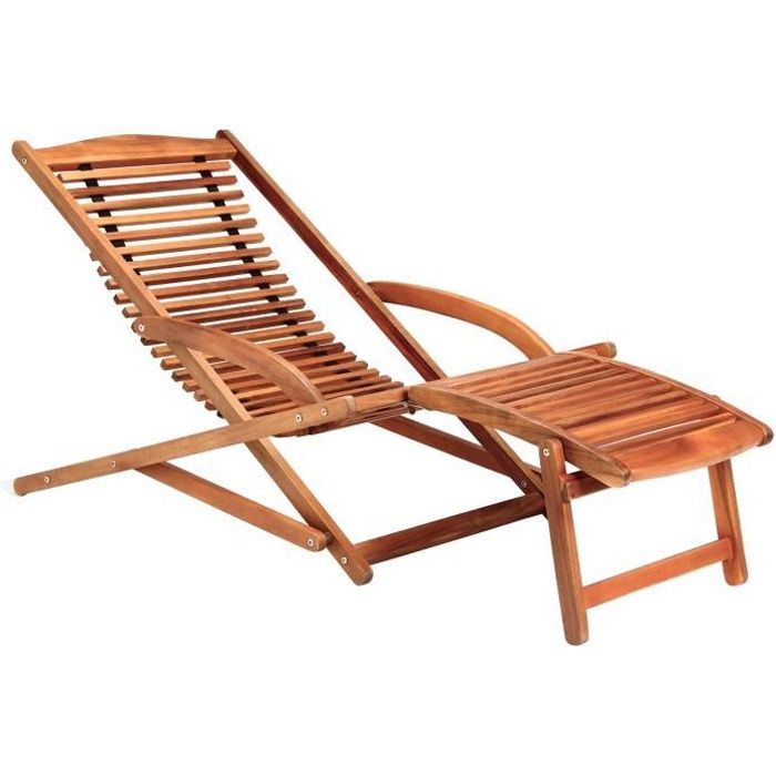 Transat chaise longue bois mobilier de jardin  Achat / Vente chaise
