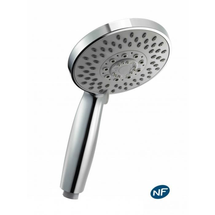 Pommeau de douche extralarge 5 jets economique chrome anticalcaire NF