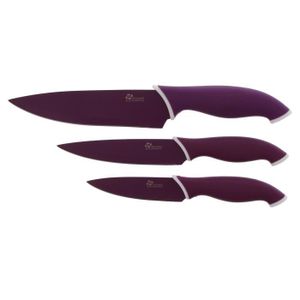 PRADEL EXCELLENCE Coffret de 3 couteaux de cuisine CC003M 8,8-12,5-15,2cm violet