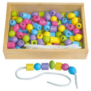 SAPIN MALIN Boîte de 125 Grosses Perles en Bois Pastel