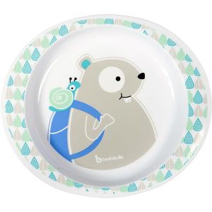 BADABULLE Assiette Micro-ondes - Garçon - Blue Beaver