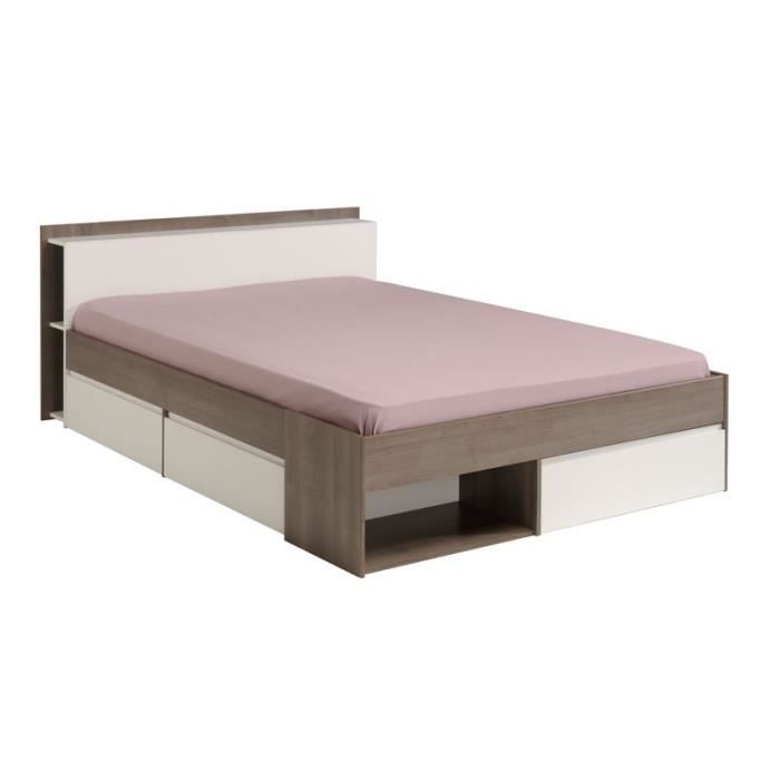 cadre de lit a tiroirs tete de lit 160 200 blanc