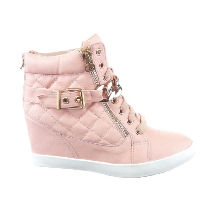 chaussure compensee rose poudré