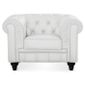 FAUTEUIL  Fauteuil Chesterfield Croute de Cuir Blanc