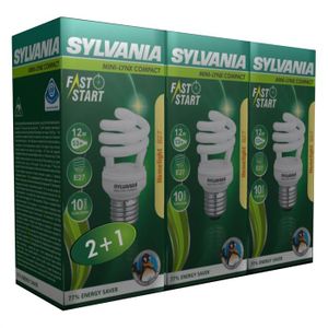3 AMPOULES SYLVANIA ECO ENERGIE 80% 12W E27 chaude