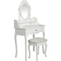 Coiffeuse blanche & siège avec miroir inclus Coiffeuse blanche & siège avec miroir inclus