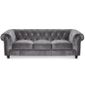  Canapé Chesterfield Velours Argent
