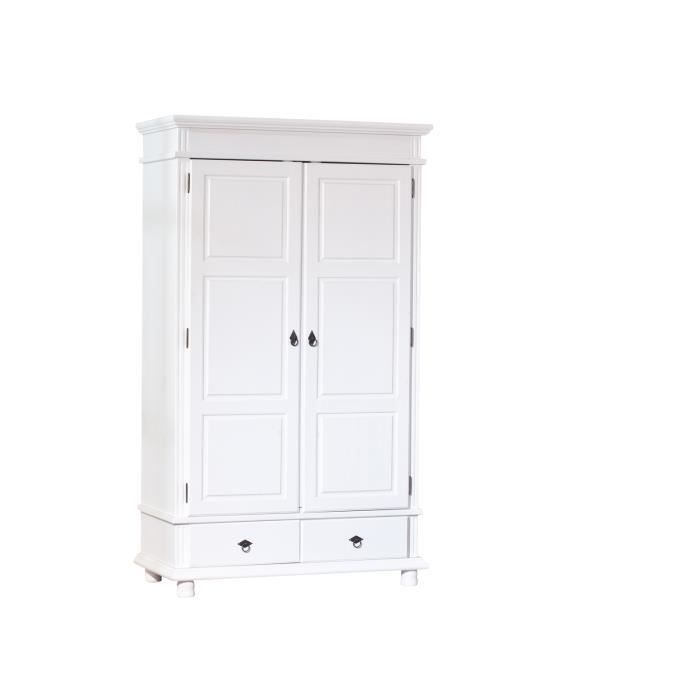 Armoire 2 Portes Blanche 81.5x180x52cm - Étagère Et Tringle Intérieure, Stratifié - Pour Chambre
