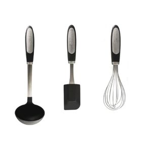 CUISINART Lot de 3 accessoires Les Outils de Monsieur Paul - louche 33 cm + spatule maryse 28 cm + fouet multibrins 26 cm noir
