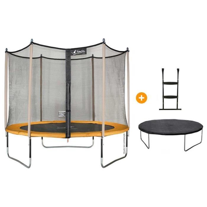 Kangui Trampoline de jardin 305 cm + filet de sécurité + échelle