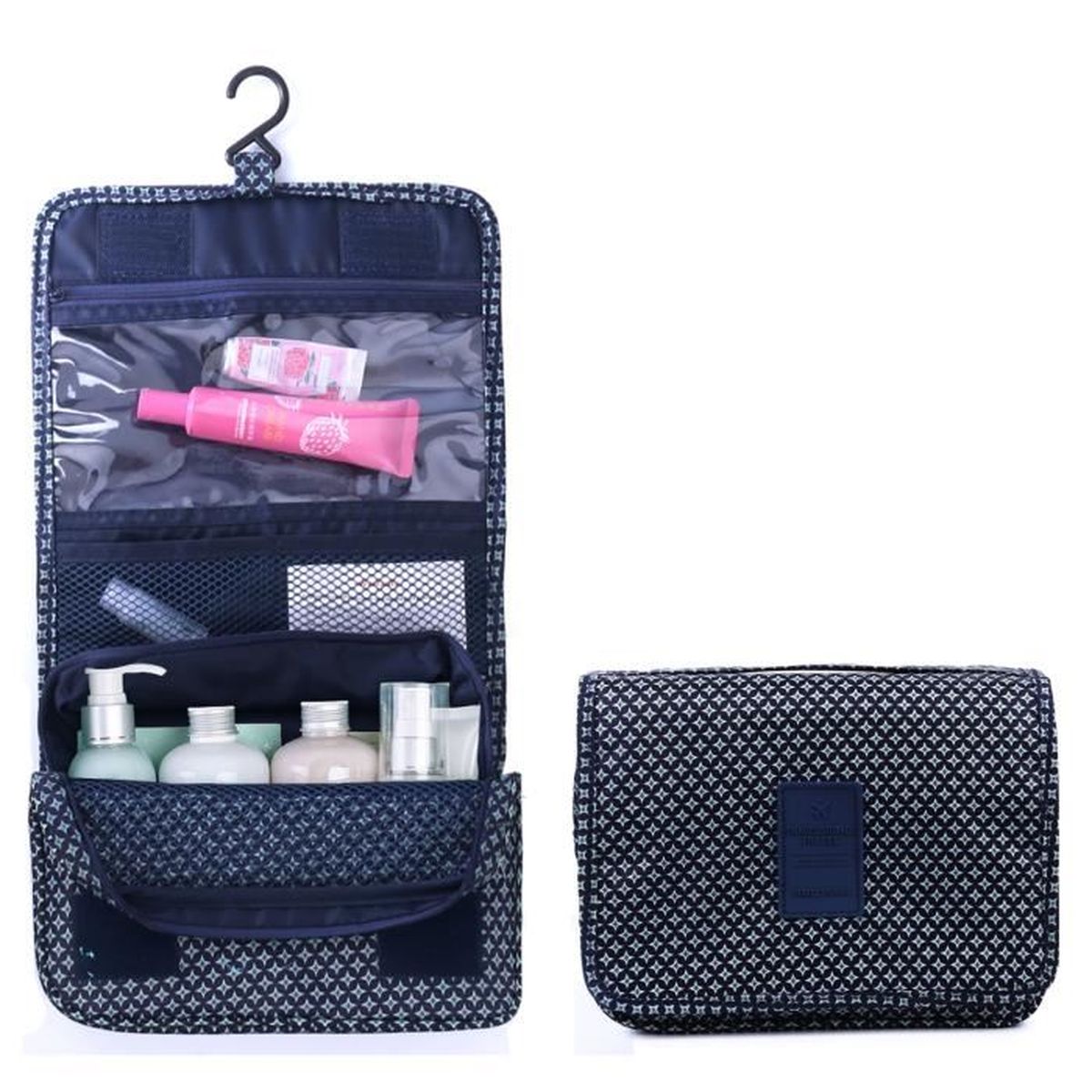 Trousse De Toilette Voyage Pliable AiQInu - Grande Capacité, Imperméable Et Avec Crochets - Pour Hommes Et Femmes