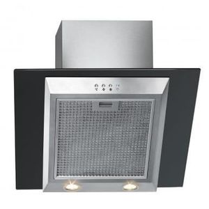 Hotte 60cm en acier inoxydable et verre noir