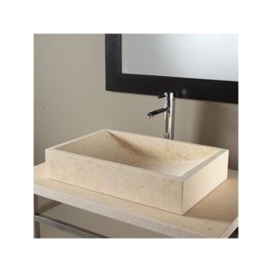 LAVABO - EVIER Vasque à poser en pierre naturelle beige 