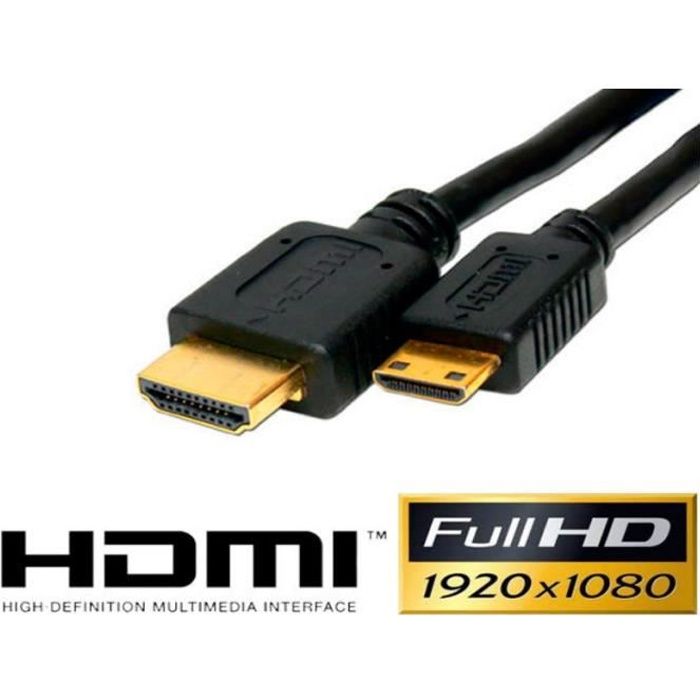 CABLE HDMI vers Mini HDMI 1.4 OR 1,5 Mètres câble tv vidéo son, avis et prix pas cher