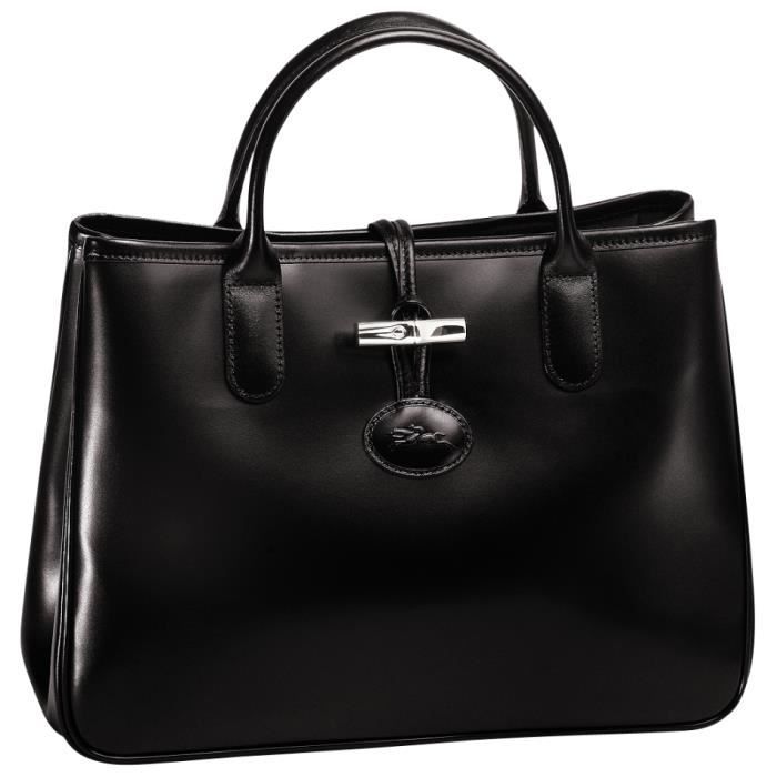 LONGCHAMP - Sac ?� main femme en CUIR port?� main et bras - Couleur Noir - Achat / Vente LONGCHAMP 