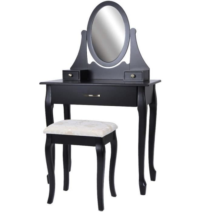 Coiffeuse bois noir miroir tabouret 14010124 Achat / Vente coiffeuse