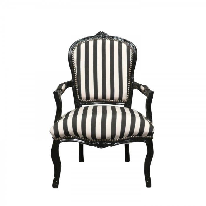 Fauteuil Louis XV avec des rayures noires et blanches Achat / Vente