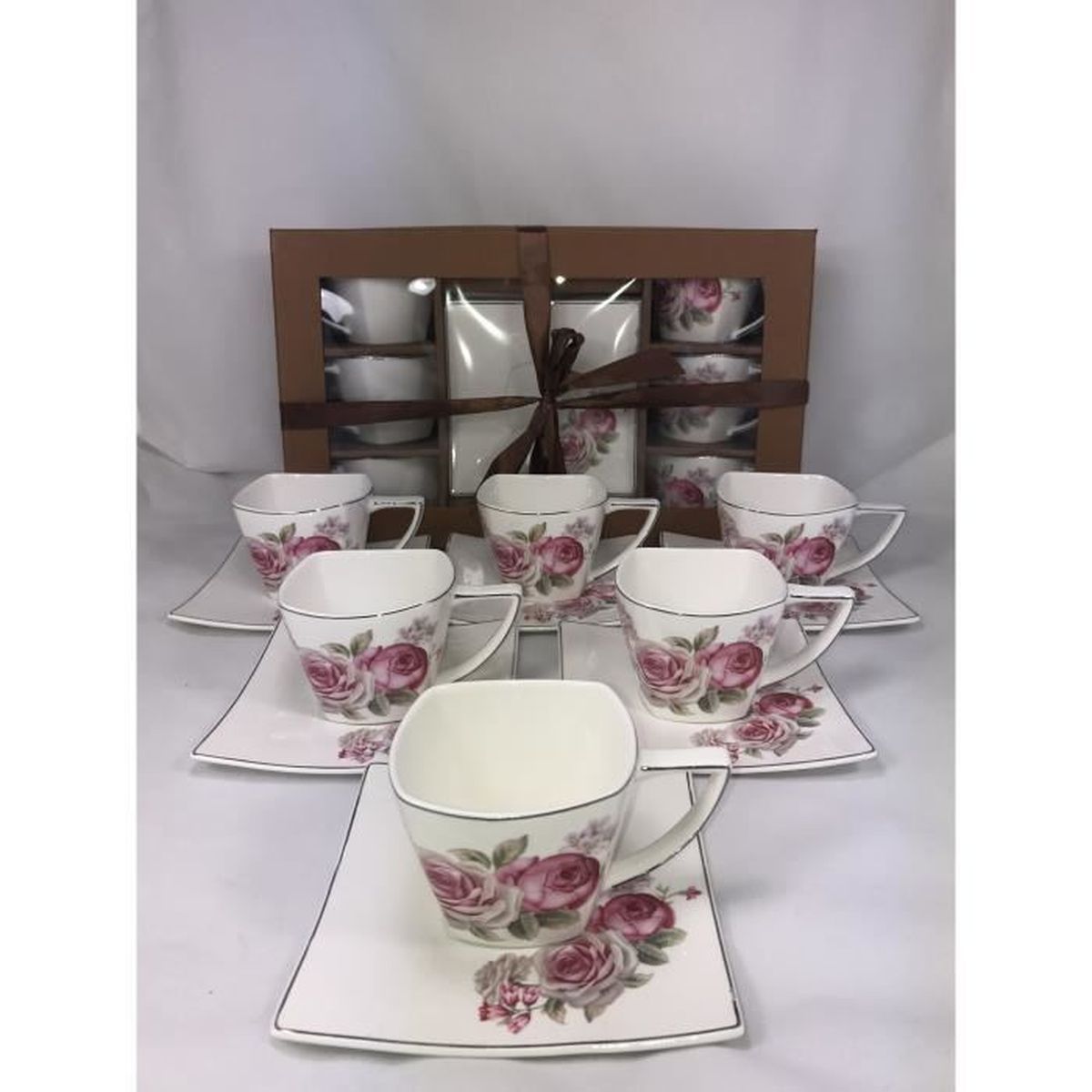 Tognana Fascetta Oro - Set De 6 Tasses à Café En Porcelaine Blanche Avec Bord Doré