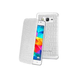 MUVIT Made In Paris Etui Crystal Folio Galaxy Grand Prime Croco Blanc
