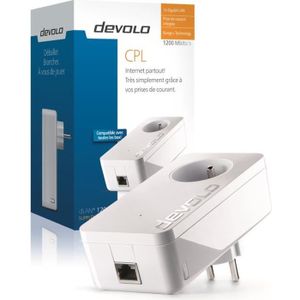devolo 9370 dLAN 1200+, Prise réseau CPL 1200 Mbit/s, 1 port Gigabit Ethernet, Prise Filtrée Intégrée, Module complémentaire (x1)