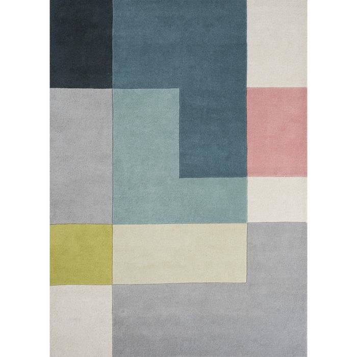 Tapis pour salon motifs geometriques tetris jaune 170x240, par ... Image de tapis pour salon