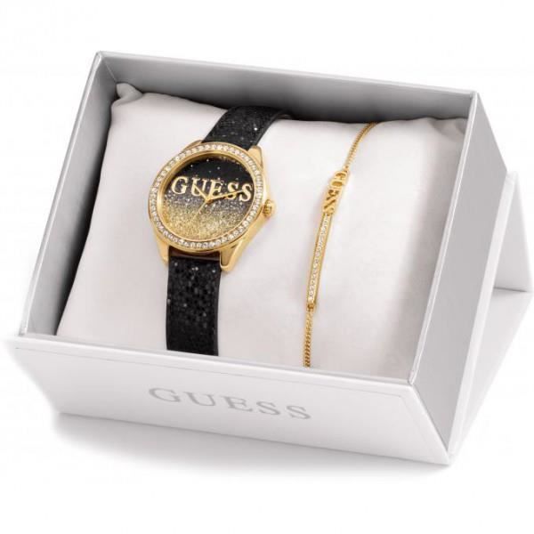 Montre GUESS Femme Coffret 3 En 1 - Cuir, Quartz, étanche, Avec étiquettes (UPC: 09166143606)