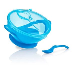 NUBY Bol ventouse avec couvercle et cuill?re bleu