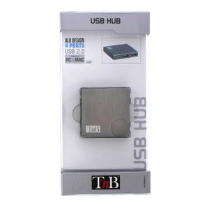 T'NB B4 Hub USB 2.0 - 4 ports auto-alimenté - Argenté