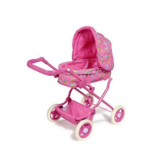 Set Textile Pour Landau De Poupée - 2 Pièces Avec Coussin Et Couverture - Design Cœur Rose