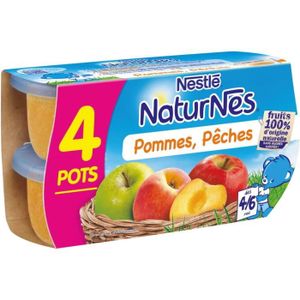 NESTLE BEBE Naturnes Pommes P?ches - 4x130g - D?s 4/6 mois
