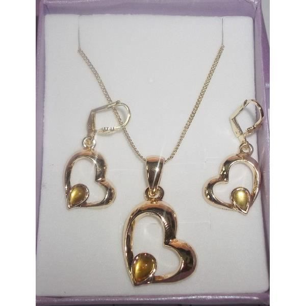 PARURE Parure Bijoux CÅ“ur Ambre Or jaune GF*