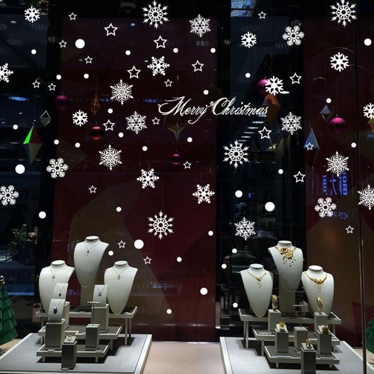 Stickers muraux pour vitrine fenêtre de fête noël neige wall ...