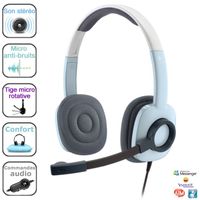 CASQUE  - MICROPHONE Logitech Stereo Headset H250 Ice Blue