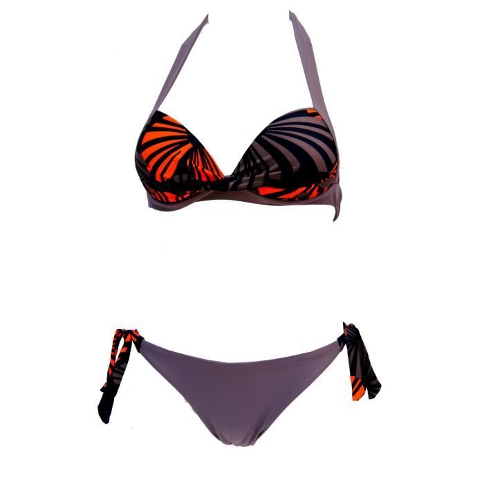 Maillot de bain bikini femme pièces push up T Marron Achat Vente maillot de bain