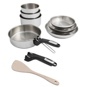SITRAM Batterie de cuisine 10 pi?ces 16-18-20-24-28cm + 2 pinces amovibles tous feux dont induction