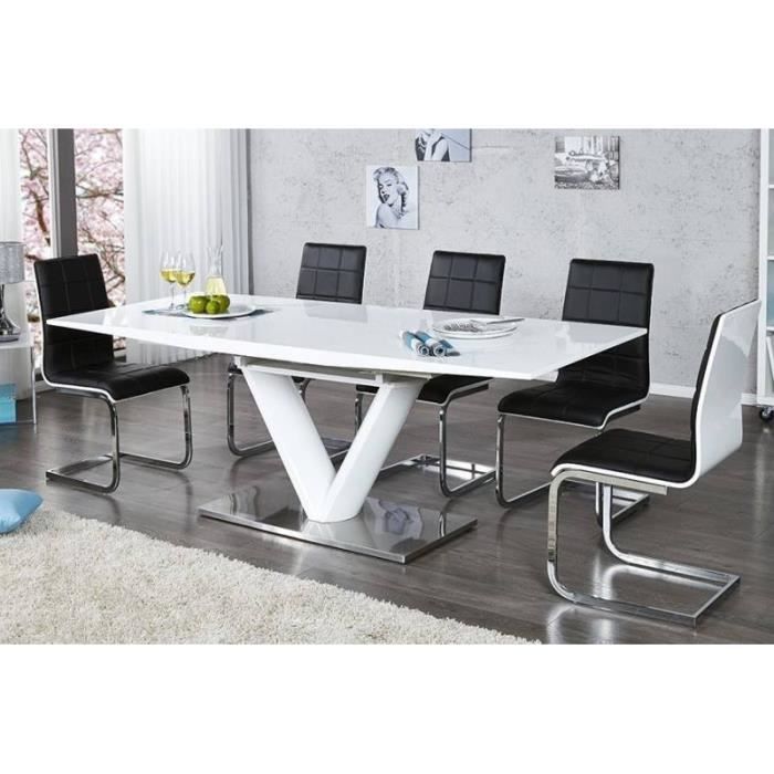 Table à manger design laque blanche belco01. achat / vente table ... Design table a manger