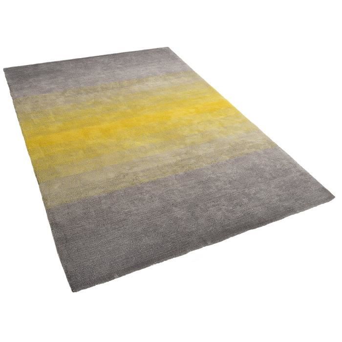 Tapis rectangulaire shaggy 300x400 cm gris jaune dinar ... Tapis jaune et gris