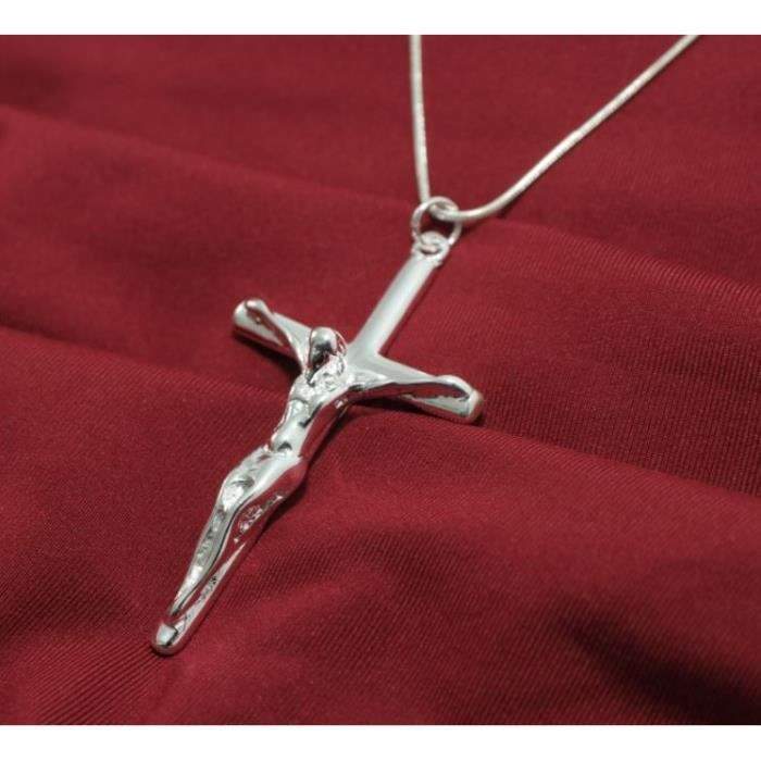 Collier Pendentif croix Jésus argent 925 Chaine Achat Vente