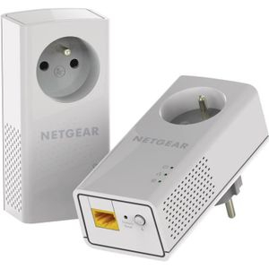 NETGEAR PLP1000-100FRS Pack de 2 CPL Gigabit (1000Mbps) avec Prise filtrée. Compatible avec t toutes les box internet