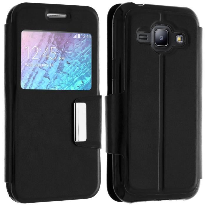 بدي+زب+كبير étui à clapet avec fenêtre, fonction support pour Samsung Galaxy J1 ...