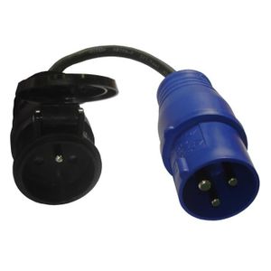 Adaptateur alimentation borne camping avec fiche femelle 16A 2P+T et mâle CEE17
