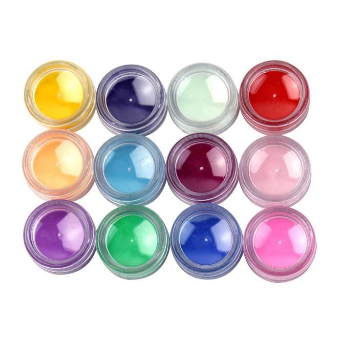 Kit 12 Pots Ongle Nail Art Poudre pour Gel Acrylique Paillette Décor