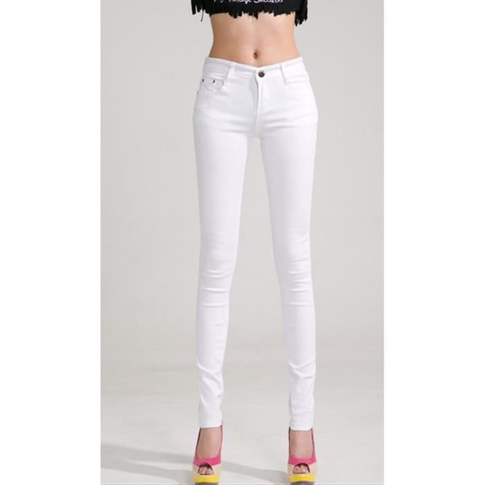 Jeans Pantalon Slim Skinny Blanc Achat Vente Pantalon Cdiscount