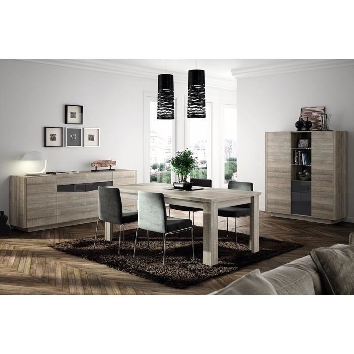 Salle à manger moderne couleur chêne gris et gris laqué ...
