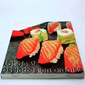 ARD'TIME Lot de 2 assiettes en ardoise carrées - 28 x 28 cm - Boîte couleur